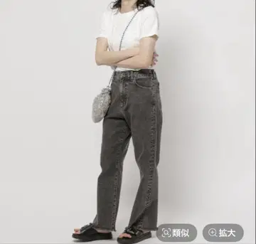 니코앤드 셀프 컷 세미 플레어 팬츠 데님