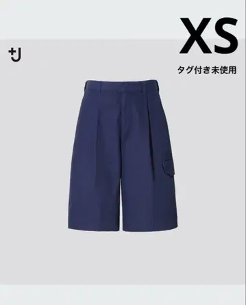 유니클로 +J 와이드 핏 카고 하프 팬츠 블루 XS