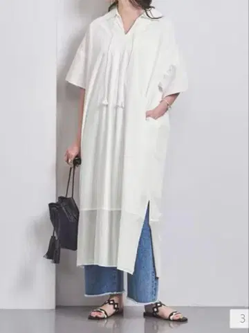 새상품 UNITED ARROWS 오간자 콤비 카프탄 원피스