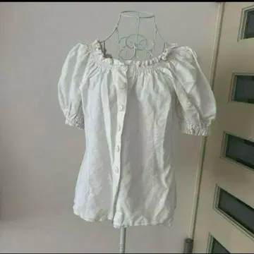 빈티지 화이트 반팔 셔츠 셔링 디자인 36