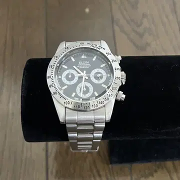 ELGIN 엘진 CHRONOGRAPH 블랙 다이얼 쿼츠 부속품 포함