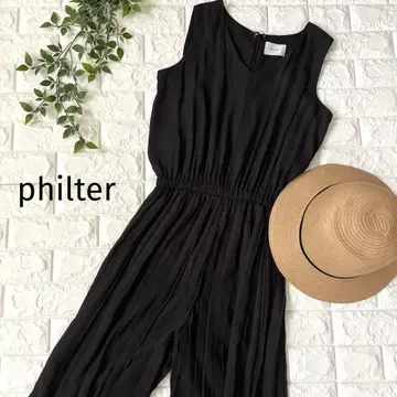 philter 블랙 슬리브리스 성인 플리츠 롱 올인원 M