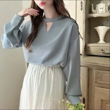 Meiru 메일 초커 블라우스 XL 라이트 블루