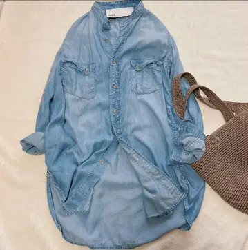 TICCA 티카 텐셀 데님 사파리 셔츠 라이트 블루 L 넉 아웃 칼라