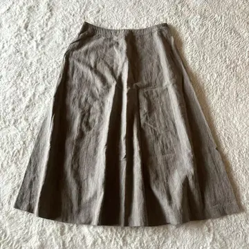 Mademoiselle NON NON 린넨 면 롱 스커트 베이지 LL