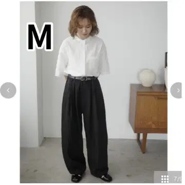 새상품 시마무라 mako 와이드 벌룬 팬츠 블랙 M
