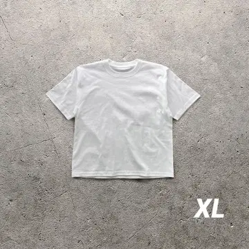 짧은 기장의 티셔츠 헤비 웨이트 티셔츠 화이트 T XL
