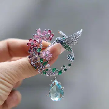 벌새와 꽃 브로치