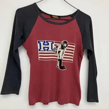 Hysteric Glamour 5부 소매 티셔츠 레드/블랙