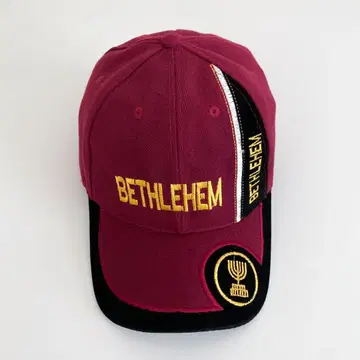 해외 구제 의류 BETHLEHEM 자수 라운드 캡 모자 와인 레드 블랙