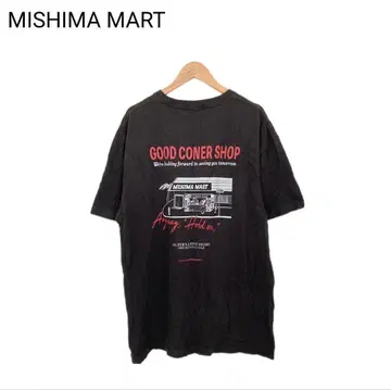 MISHIMA MART 프린트 반팔 티셔츠 원포인트 둥근넥 하와이