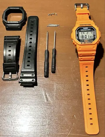 G-SHOCK(DW5600) 오렌지 벨트 교환 세트 [새상품]