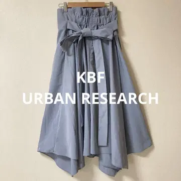 KBF 어반 리서치 롱 플레어 스커트 백 리본 변형 디자인 블루