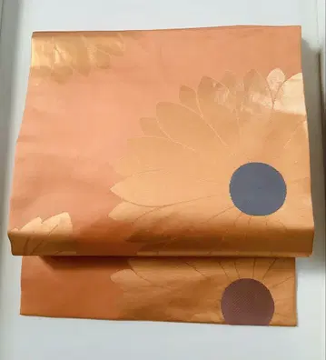 고급 나고야 오비 큰 꽃무늬 오렌지