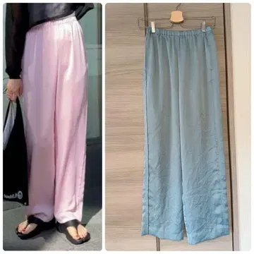 6 ROKU NEW SATIN PANTS 새틴 팬츠 블루 스카이블루