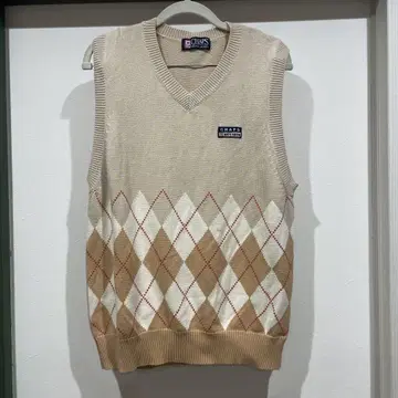 CHAPS 베이지 다이아몬드 패턴 니트 베스트