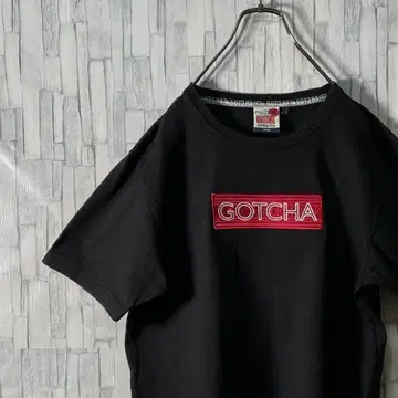 GOTCHA 백 자수 박스 자수 로고 티셔츠 블랙 남성용 L