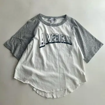아메리카나 래글런 티셔츠 티셔츠 5부 길이 그레이