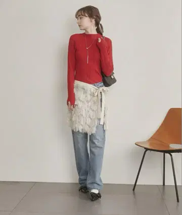 ANGIE 프린지 랩 스커트
