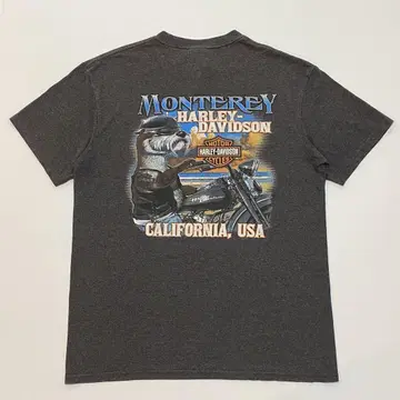 00s HARLEY DAVIDSON 양면 프린트 티셔츠 그레이 L