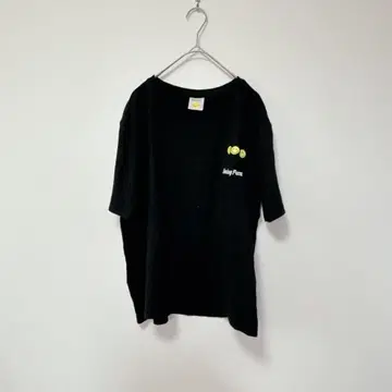 스마일 페이스 [M] 반팔 티셔츠 / 자수 로고 면 100% 리브 크루넥