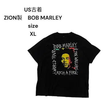 US 구제 의류] ZION 제 밥 마리 빅 프린트 레게 티셔츠 XL 블랙