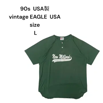 90년대 USA 제 EAGLE USA 헨리넥 빈티지 티셔츠 L 그린