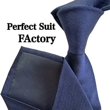 새상품 Perfect Suit Factory 네이비  헤링본 넥타이