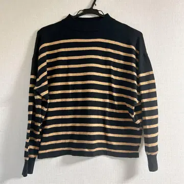 UNITED ARROWS 컬러 보더 하이넥 니트