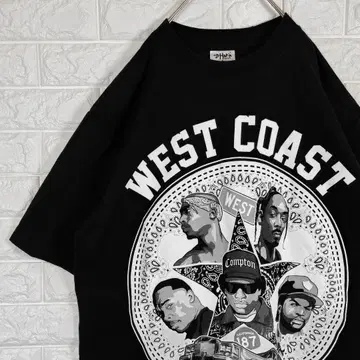 SHAKA 티셔츠 WESTCOAST ALLSTAR 빅 로고 블랙 L