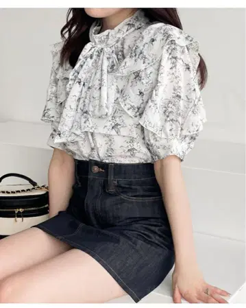 Heather 트왈 드 주이 블라우스 블랙 프리사이즈