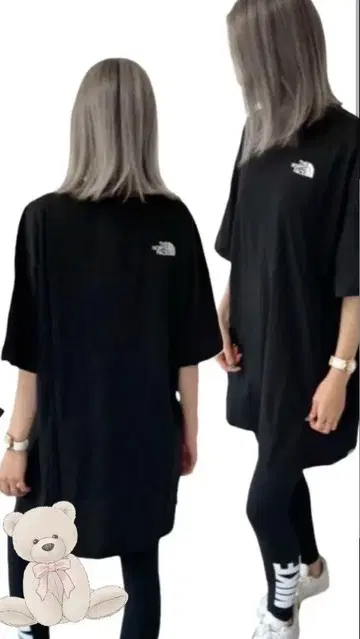 The North Face 블랙 티셔츠 자수 로고 원피스