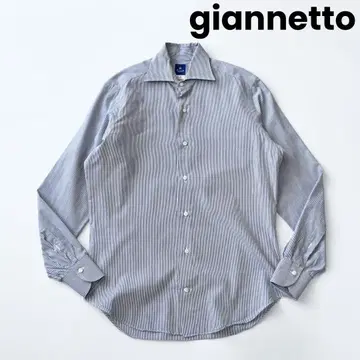 giannetto 지네토 슬림핏 와이드 칼라 스트라이프 셔츠