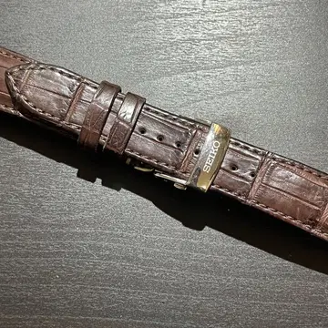 세이코 브라운 가죽 벨트 매트 크로커다일 D 버클 20mm