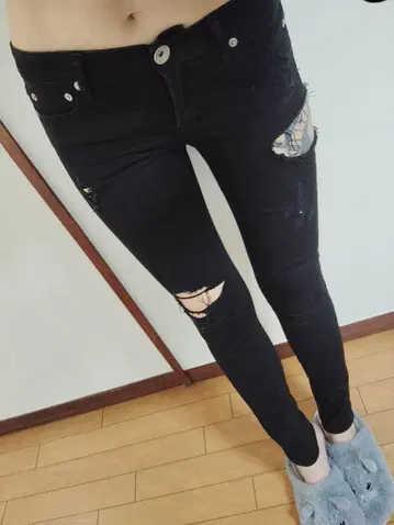 제이다 사이드 립 스키니 팬츠