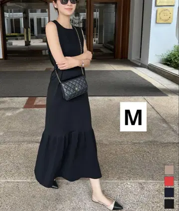 블랙 슬리브리스 롱 원피스 M/L 고베 레터스