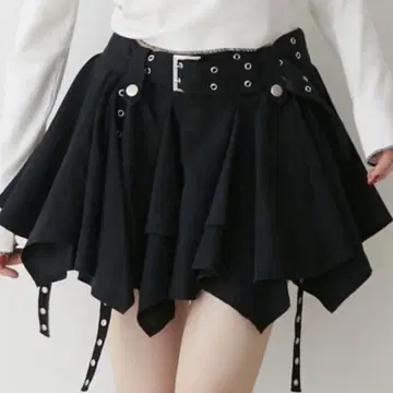 쥬에티 아지메 헴 벨트 미니 스커트 블랙