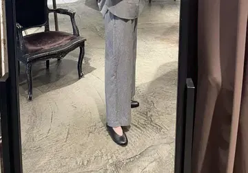 비어즐리 허리 리브 면 와셔 팬츠