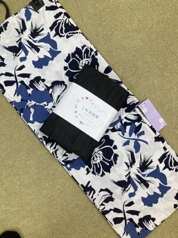 미사용 새상품 재단 완성 유카타와 오비 세트 바로 입을 수 있습니다