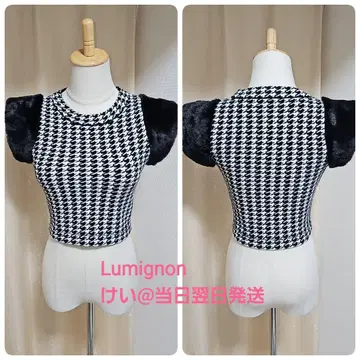 Lumignon 루미뇽 하운드투스 체크 반팔 니트 퍼