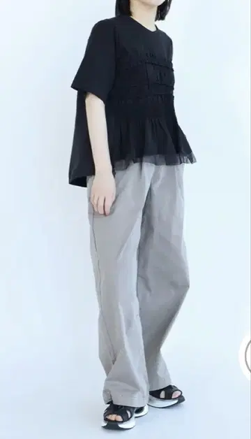 LASUD 개더 디자인 티셔츠