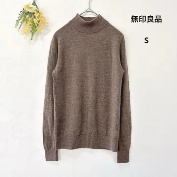 무인양품 MUJI 세탁 가능한 울 하이넥 스웨터 모카 브라운 S 깔끔한