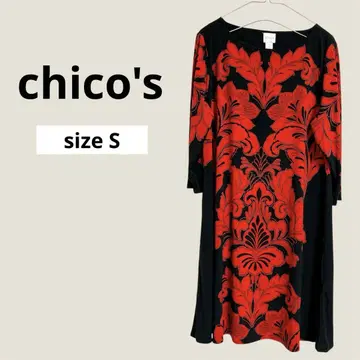 chico's 빨검 플라워 프린트 원피스 사이즈 2