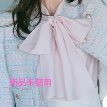 미사용 셀포드 빅 리본 세미 시어 블라우스 F 사이즈