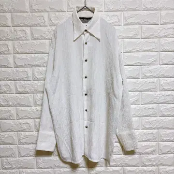 KANSAI Profumo 빅 칼라 셔츠 화이트 빈티지 긴팔 남성용