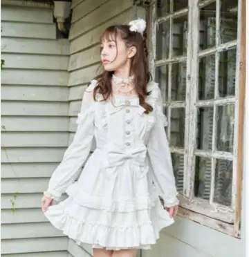 LIZLISA 티아라 리본 티어드 원피스 화이트