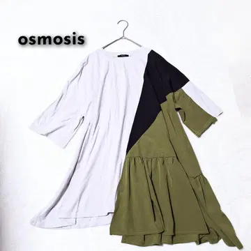 osmosis 이종 소재 도킹 블라우스 원피스 풀오버