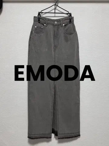 [EMODA] 그레이 데님 타이트 스커트 앞 슬릿