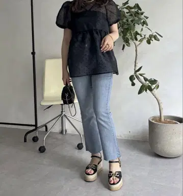 프로즈 베일 스트레치 크롭 데님