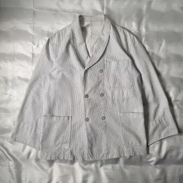 70s 유로 숄칼라 스트라이프 셰프? 자켓 더블